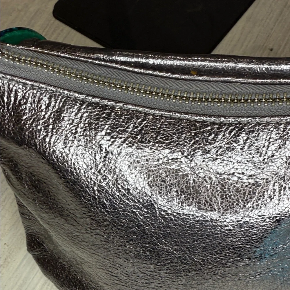 Rare Coach Poppy Limited Edition Metallic Double Button Silver Crossbody